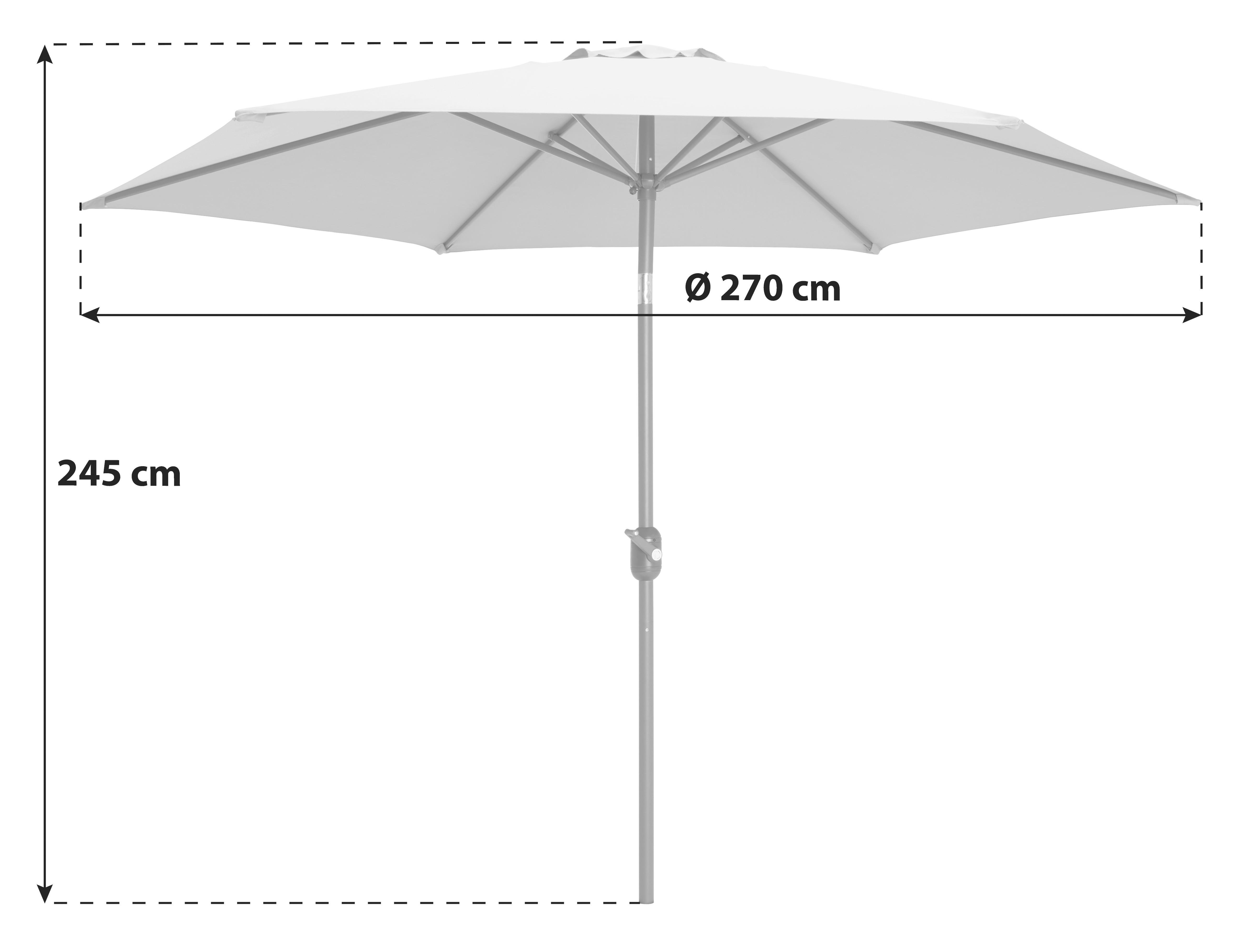 Sonnenschirm Riga DM: 270 H: 245 cm Taupe - Taupe/Dunkelgrau, MODERN, Textil/Metall (270/245cm) - Ondega