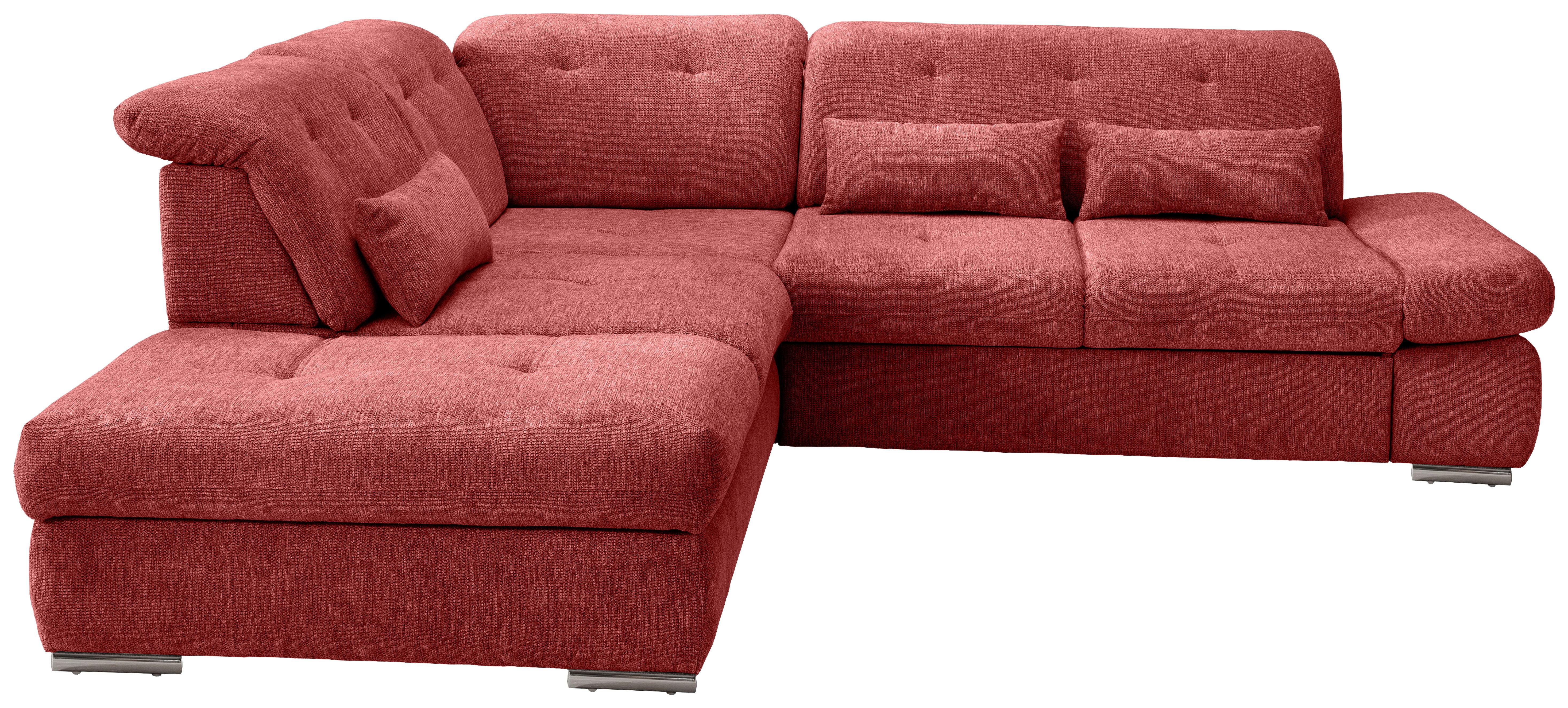 Ecksofa Dalida Rot S: 254x280 Cm - Chromfarben/Rot, MODERN, Textil (254/280cm) - Livetastic