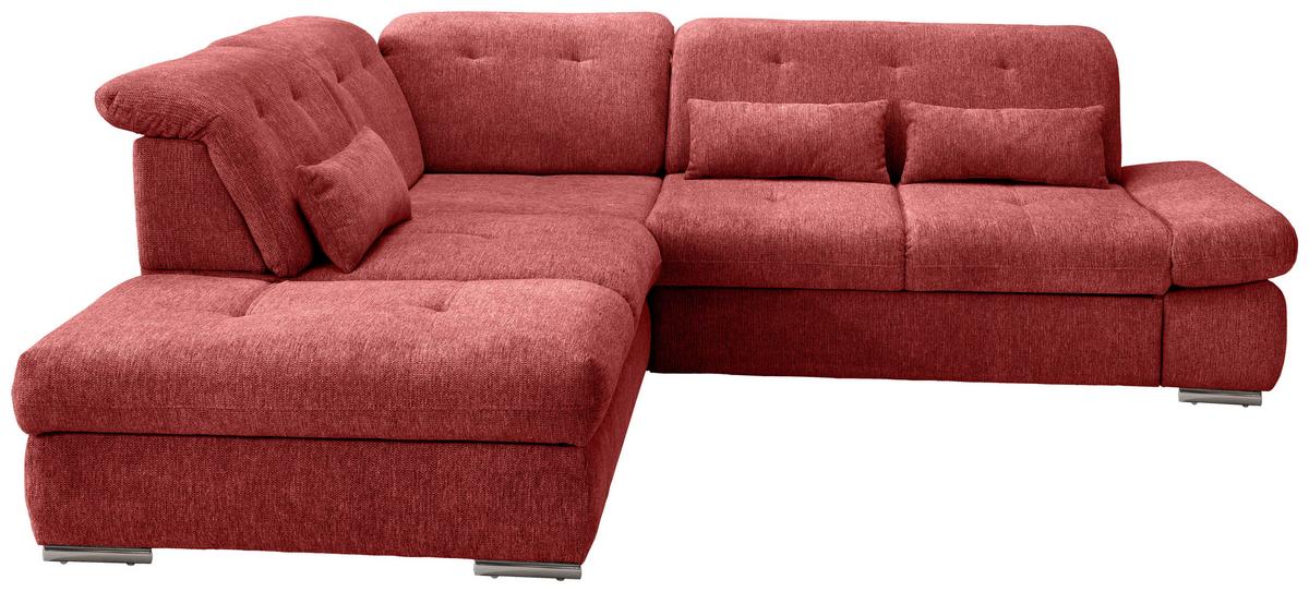 Ecksofa Dalida Rot S: 254x280 Cm - Chromfarben/Rot, MODERN, Textil (254/280cm) - Livetastic