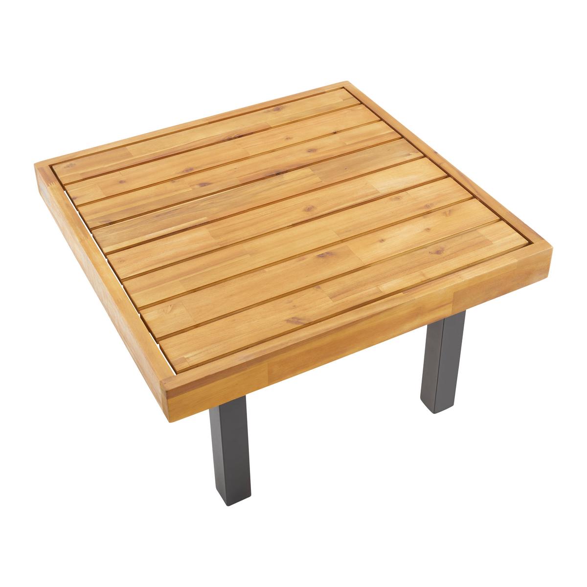 Zahradní sedací souprava GIANNY - šedá/barvy akácie, Moderní, kov/dřevo (232/72/72cm) - Bessagi Garden