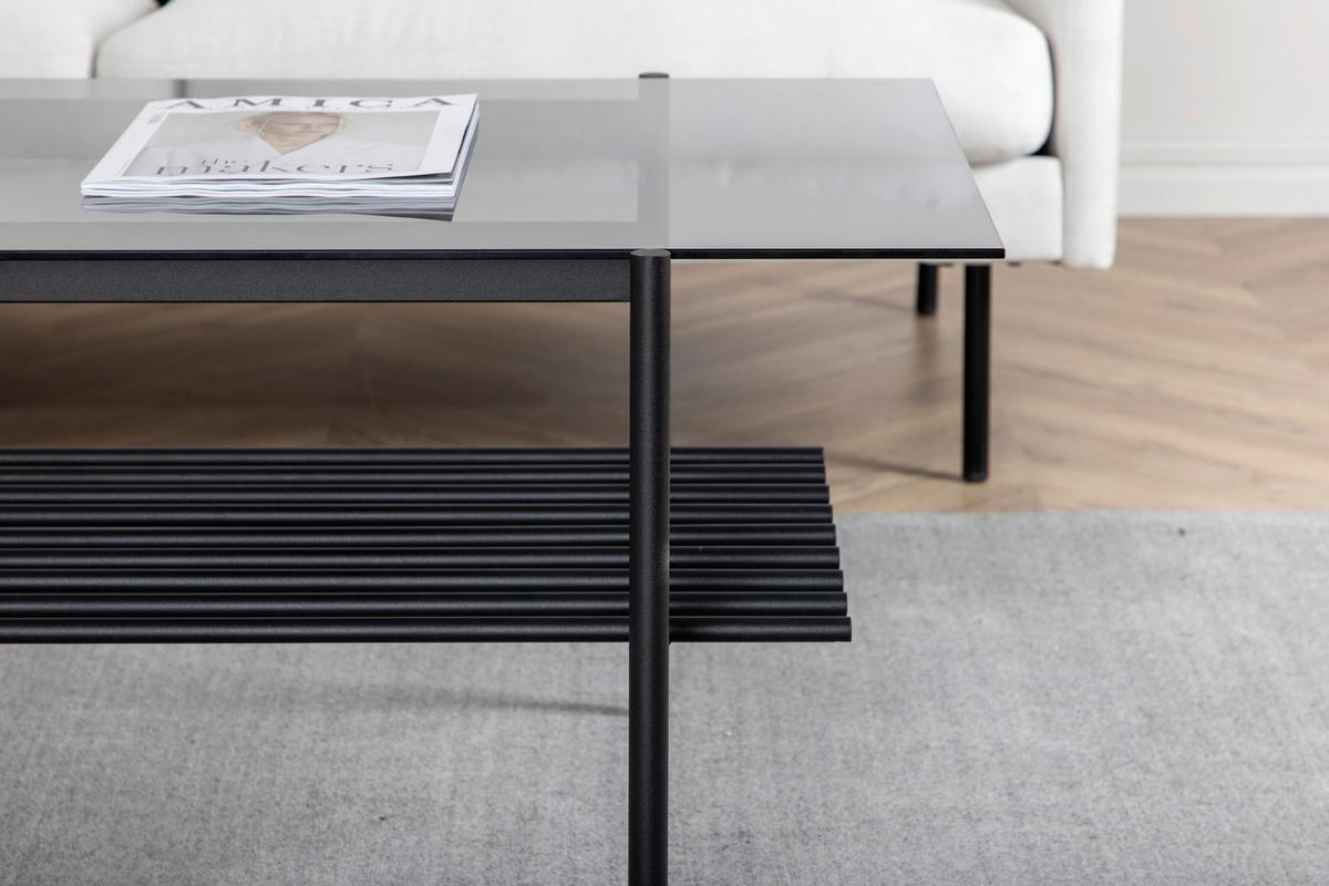 Couchtisch Von Staf - Schwarz, Design, Glas/Metall (120/60/48cm) - Livetastic