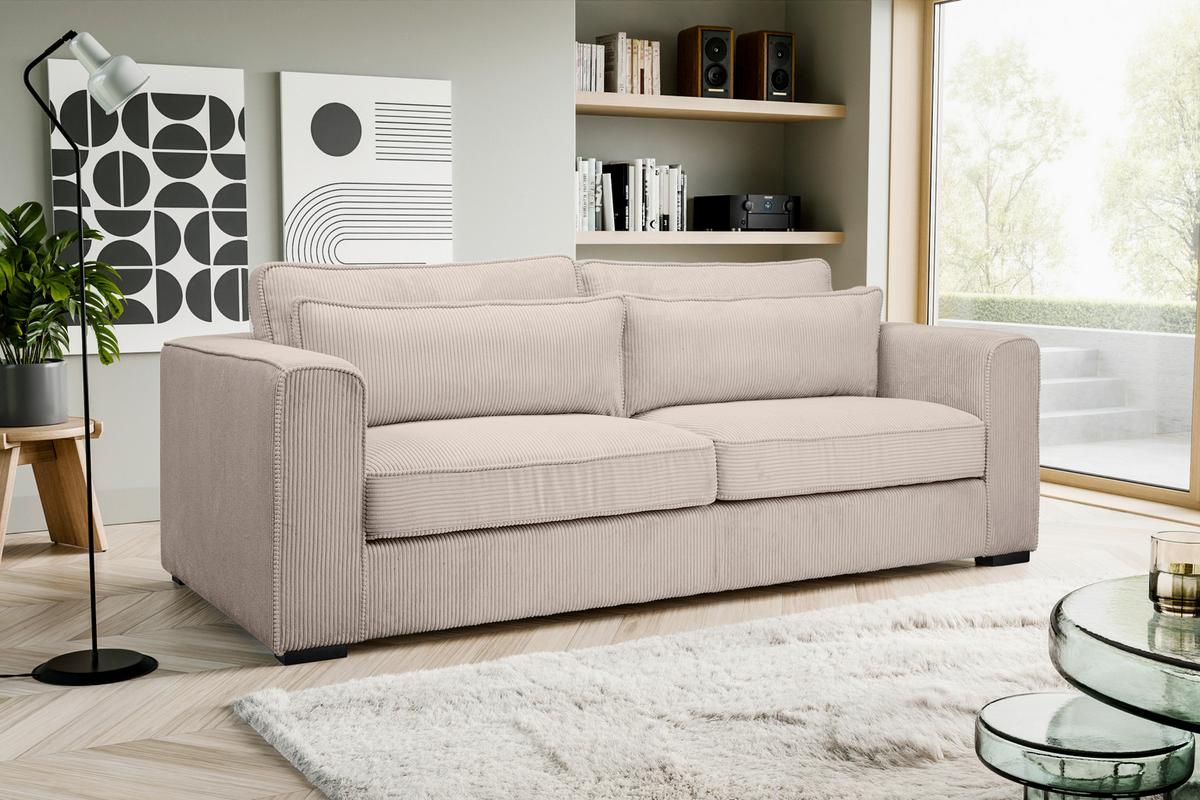 3-Sitzer-Sofa Almera Beigebraun B: 241cm - Beigebraun/Schwarz, Basics, Holz/Textil (241/92/112cm) - MID.YOU
