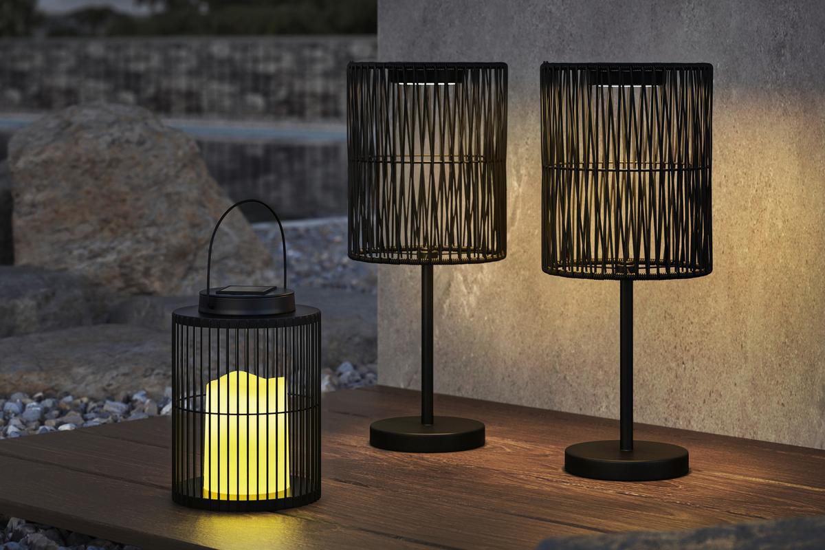 SOLÁRNE SVIETIDLO AMO - čierna, Konventionell, kov/plast (13/19-27,5cm) - Modern Living