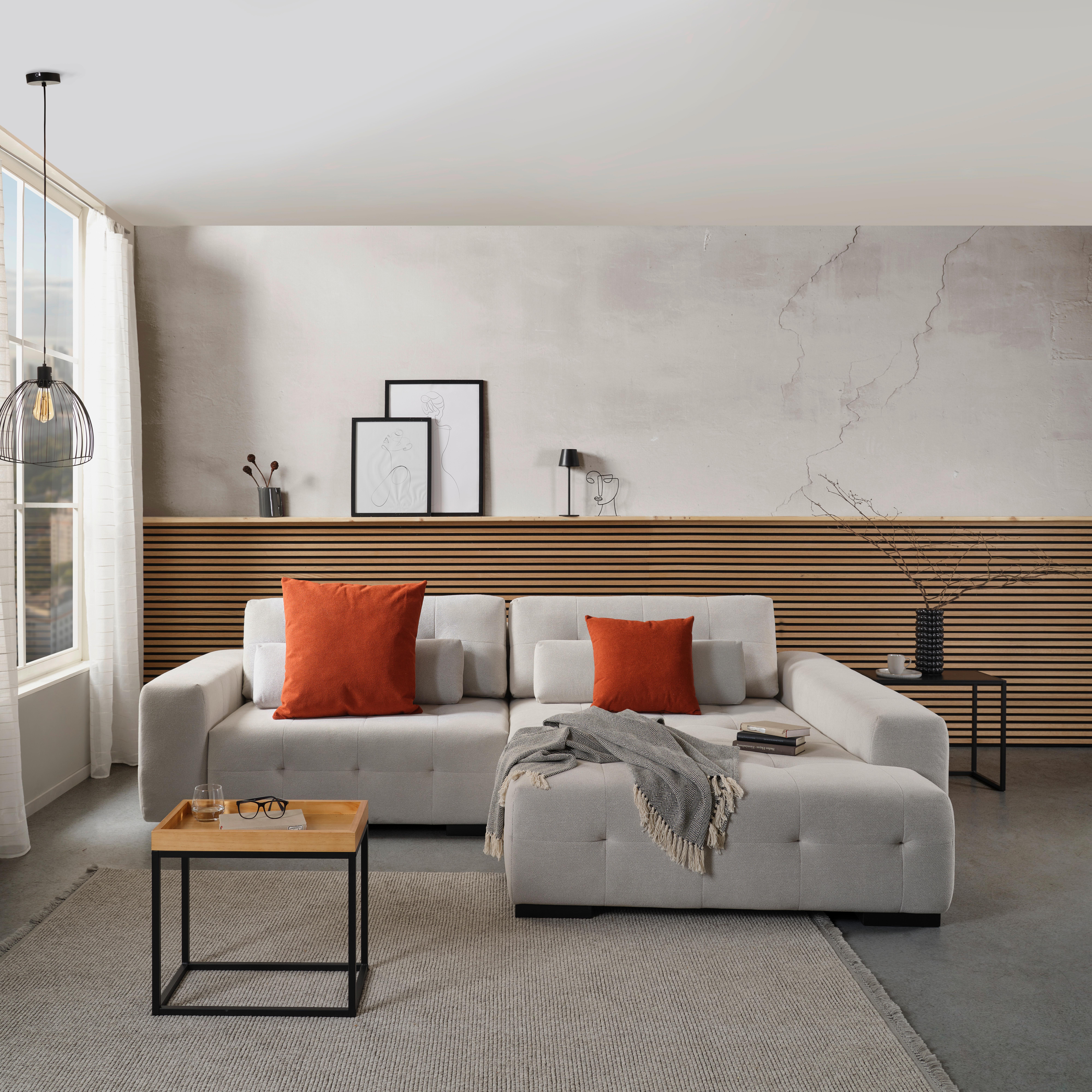 Ecksofa Chance - Beige/Rot, MODERN, Holz/Holzwerkstoff (301/201cm)