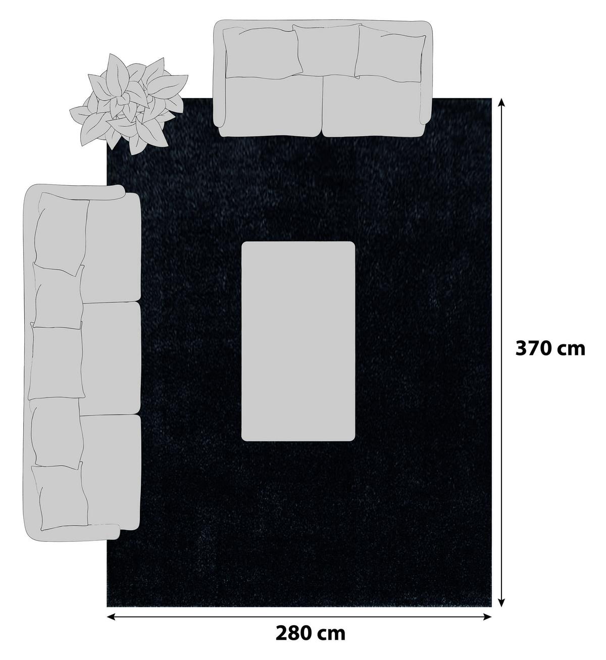 Hochflor Teppich Anthrazit Ata 280x370 cm - Anthrazit, Design, Textil (280/370cm) - Novel