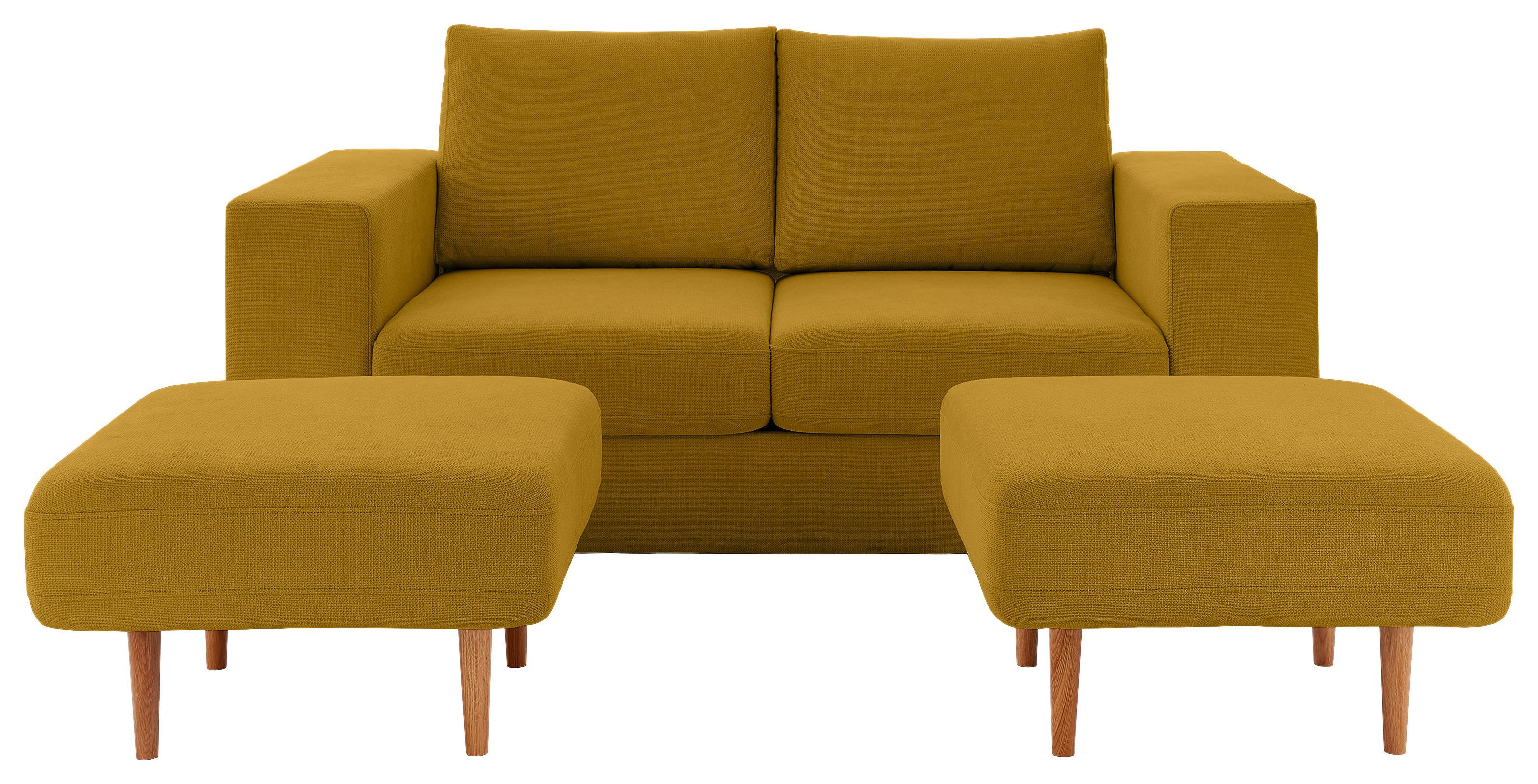 3-SITZER-SOFA LOOKS V-1 - Eichefarben/Gelb, Design, Textil (212/96/107cm) - LOOKS by W.Joop