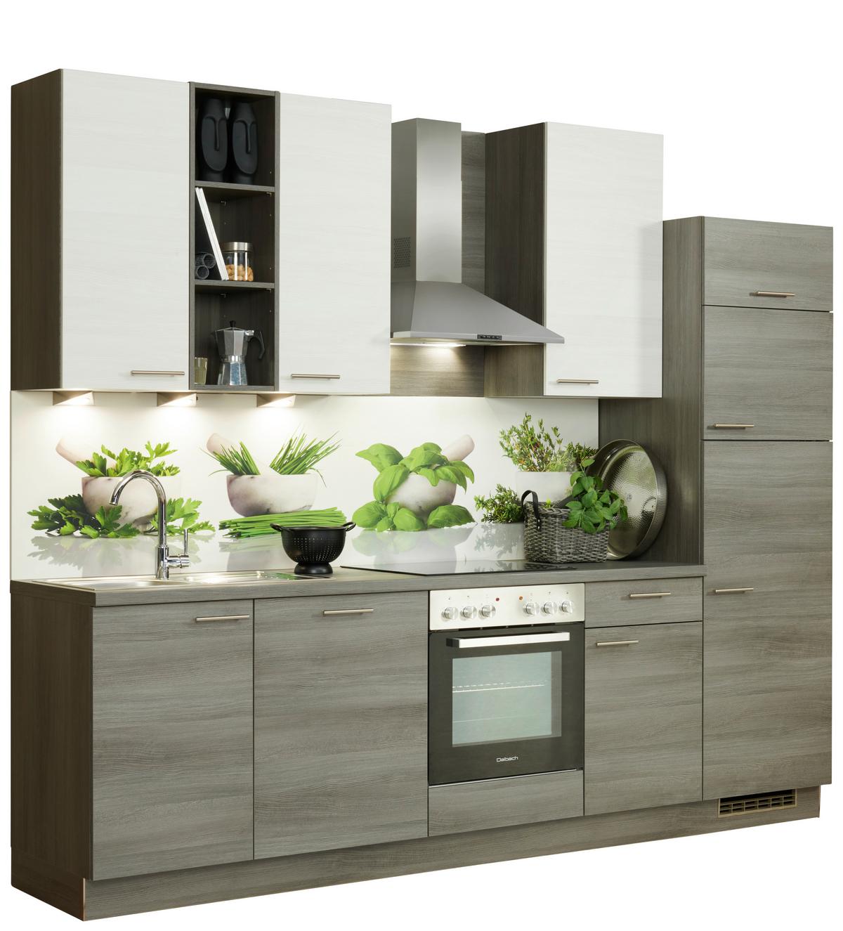 Küchenzeile Plan Mit Geräten B: 280 Cm Weiß/eiche Dekor - Trend, Holzwerkstoff (280cm) - Express