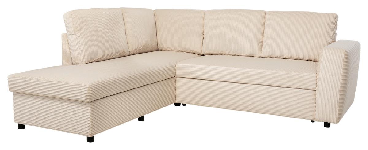 Ecksofa mit Schlaffunktion Toulouse perlmutt, 206x224cm - Perlmutt/Schwarz, Trend, Holz/Textil (206/224cm)
