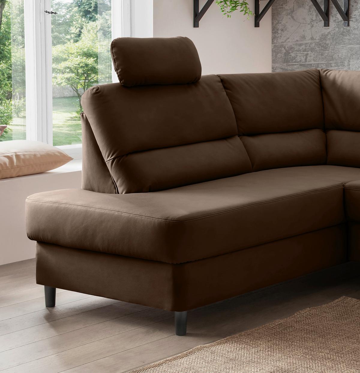 Ecksofa Cavoli, Braun S: 190x266 cm - Schwarz/Braun, MODERN, Textil (190/266cm) - Livetastic