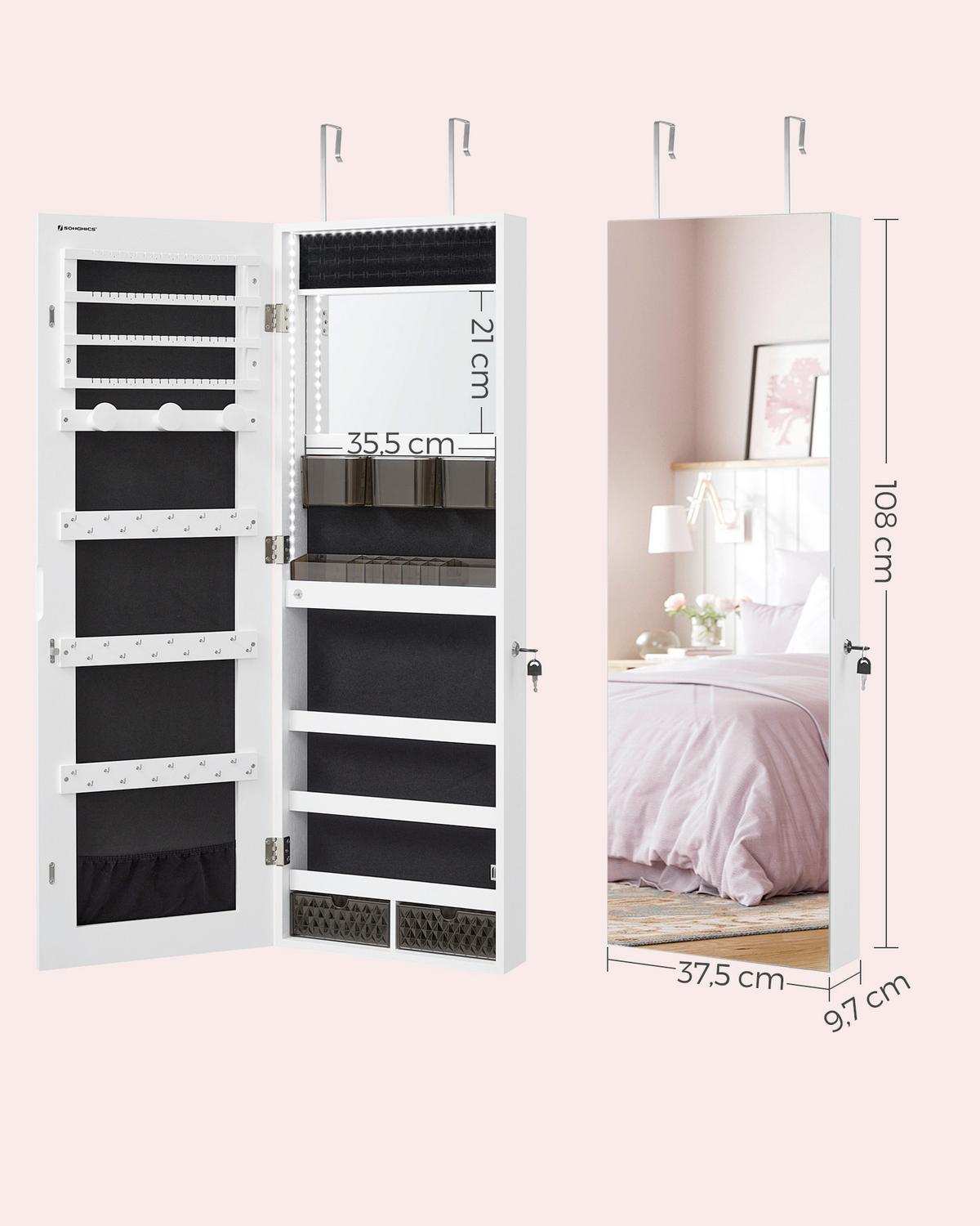 Schmuckschrank Weiß B: 37,5 cm - Roségold/Weiß, LIFESTYLE, Glas/Holzwerkstoff (37,5/108/9,7cm)