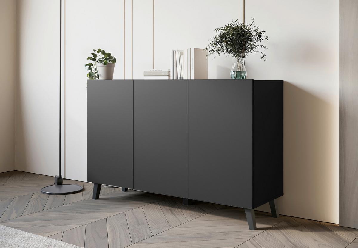 Sideboard Phuket 120 Schwarz B: 120 Cm - Schwarz, Design, Holzwerkstoff (120/76/39cm) - Livetastic