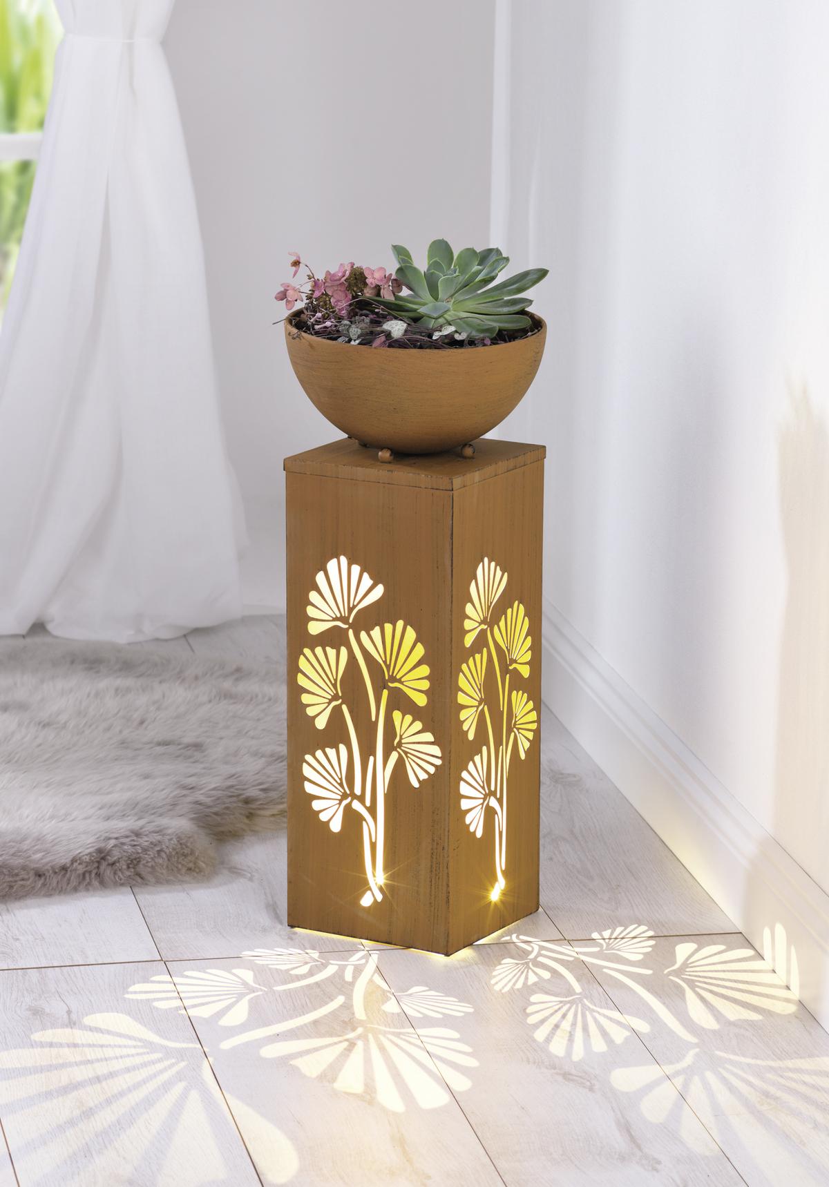 Led-dekosäule Mit Schale Garvida H: 59 Cm - Rostfarben, Trend, Metall (25/59/25cm)