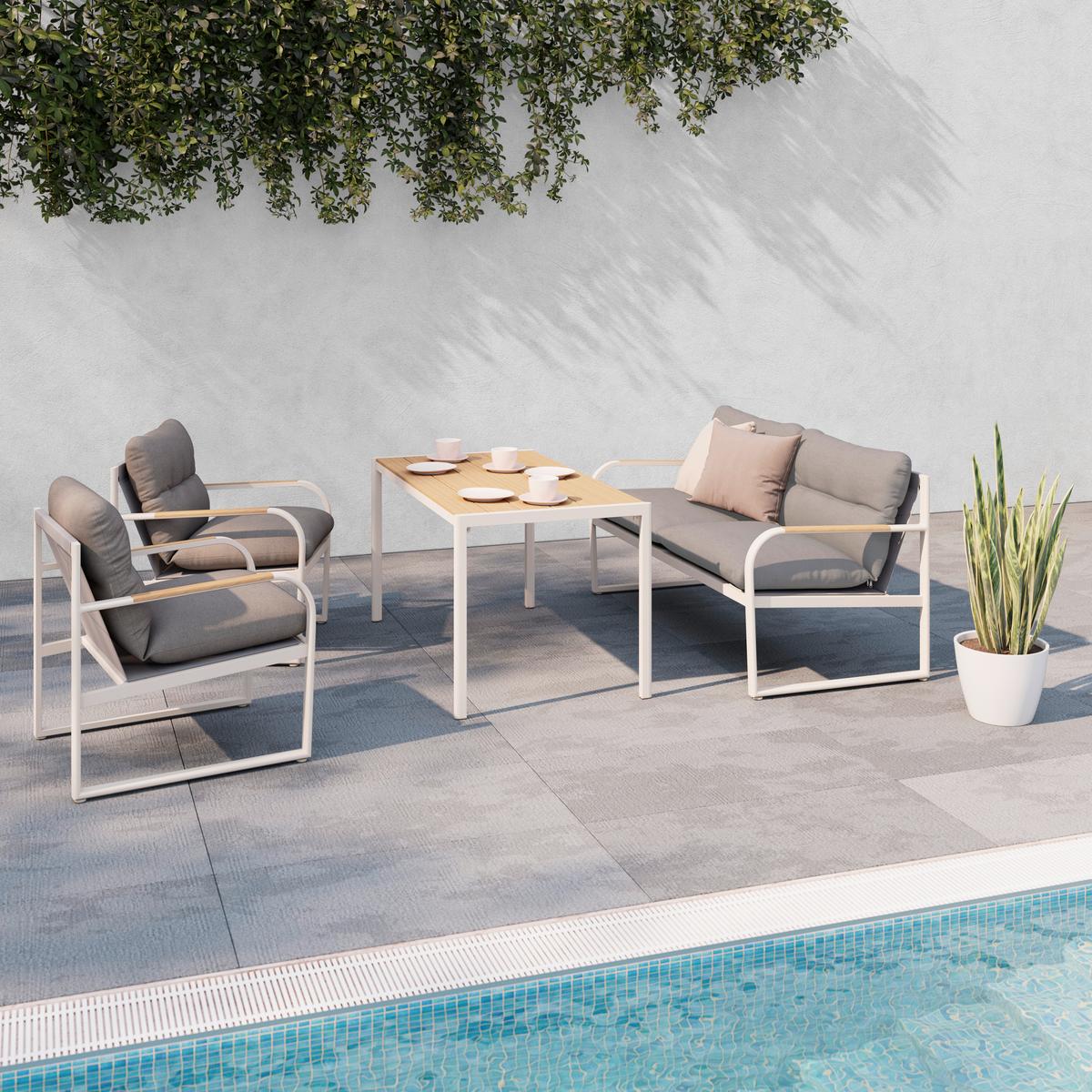 TERASOVÁ SEDACIA SÚPRAVA FLORENZ 2 - farba tíku/svetlosivá, Modern, kov/textil - Mömax