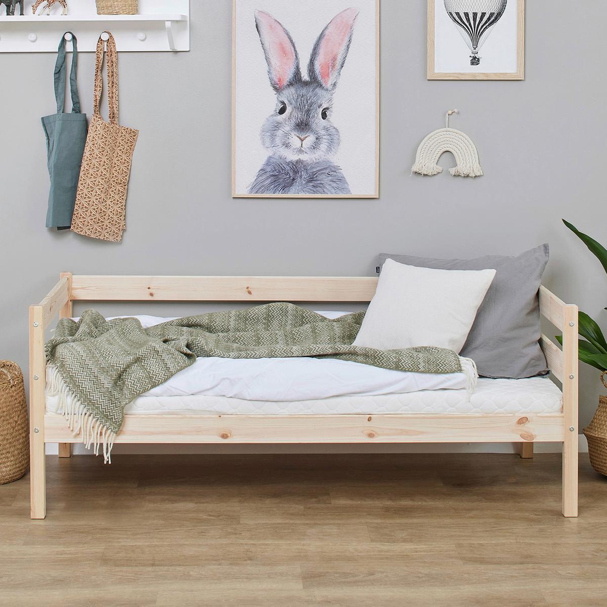 Kinder-/Juniorbett Comfort Vollmassiv, Lf: 70x160 C - Naturfarben/Kieferfarben, MODERN, Holz (70/160cm) - MID.YOU