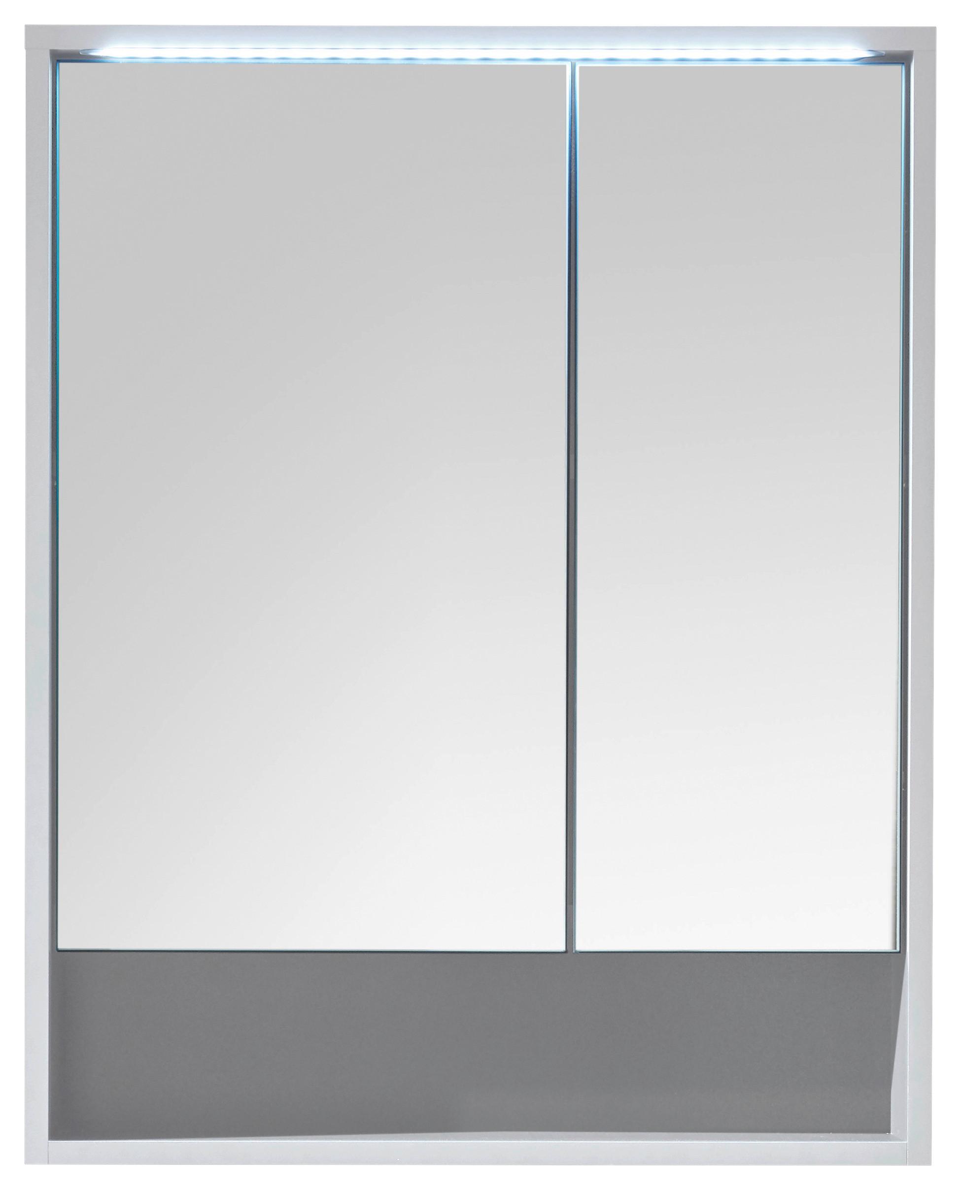 Zrcadlová skřiňka s LED LUCERA a zásuvkou, bílá matná - bílá, Moderní, kompozitní dřevo/sklo (60/75/20cm) - MID.YOU