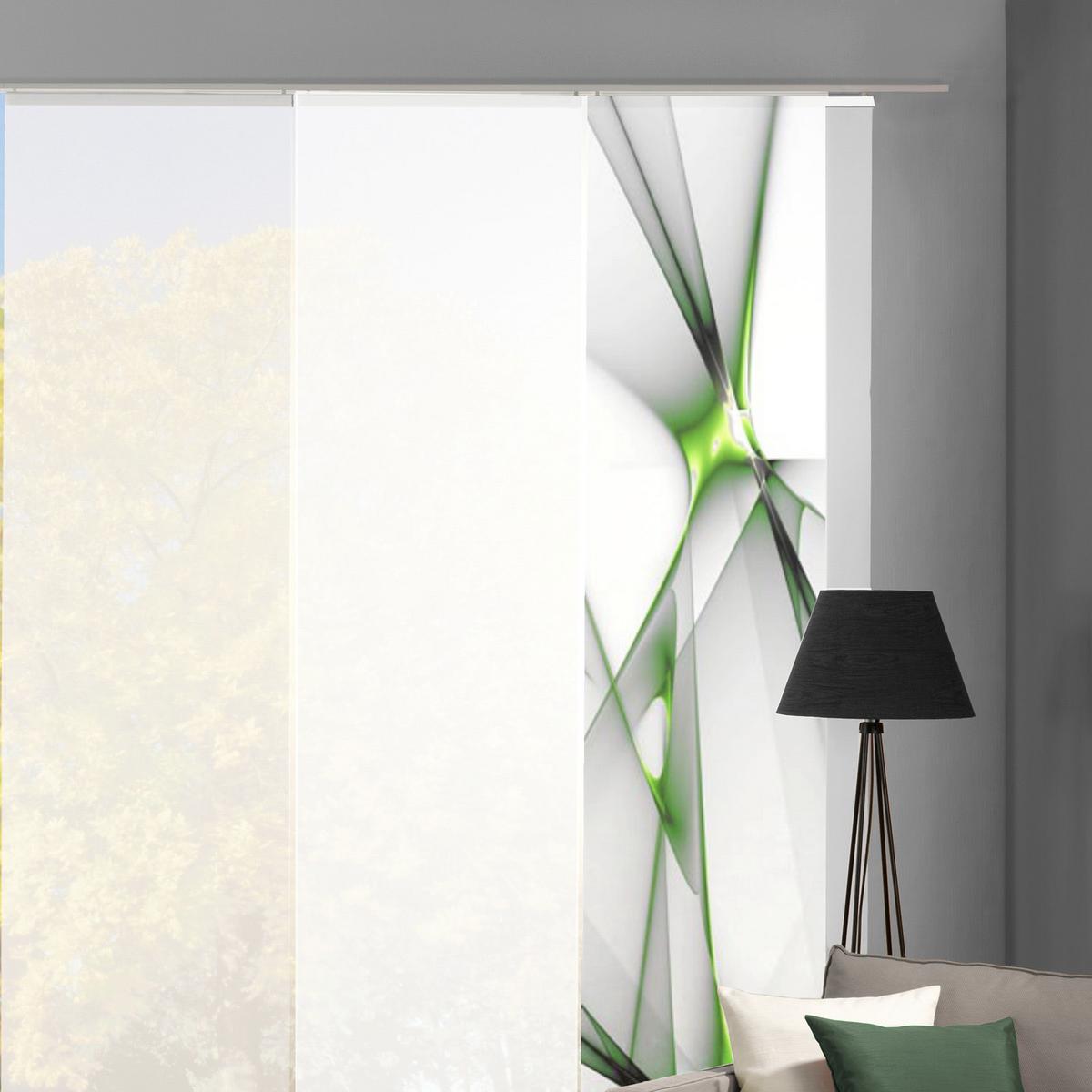 Flächenvorhang 6-tlg. Franklin B: 60 Cm, Hellgrün/weiß - Hellgrün, Basics, Textil (60/245cm)