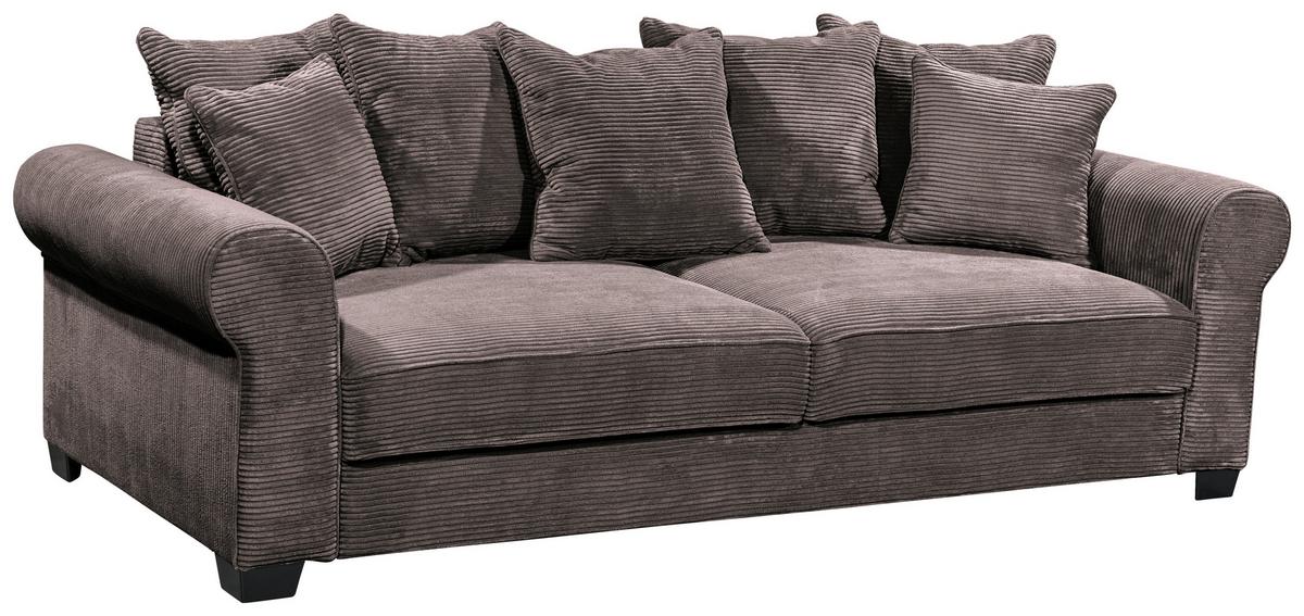 2-Sitzer-Sofa Mit Schlaffunktion Maureen B:250cm - Schwarz/Braun, KONVENTIONELL, Textil (247/95/125cm) - MID.YOU
