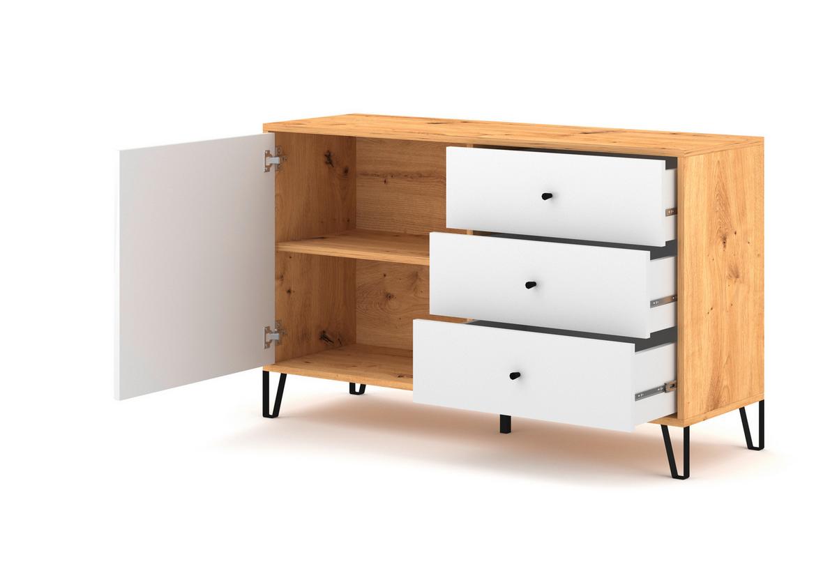 Sideboard Kommode 1d3s Bilbao Bl5 - Schwarz/Weiß, Design, Holzwerkstoff (123/75/40cm) - Livetastic