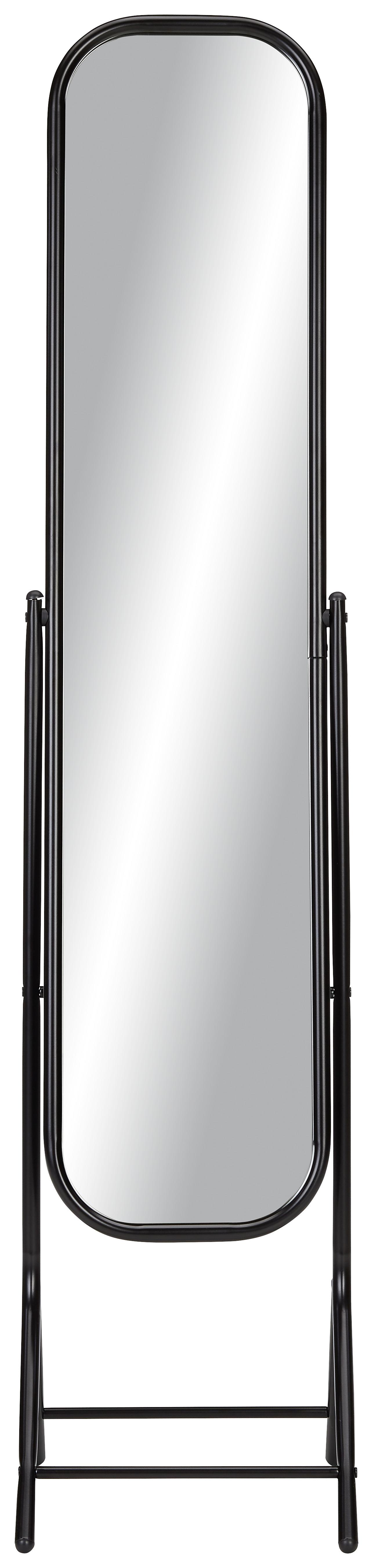 Stojací Zrcadlo Romeo - černá, Moderní, kov/sklo (41/149/33cm) - Modern Living