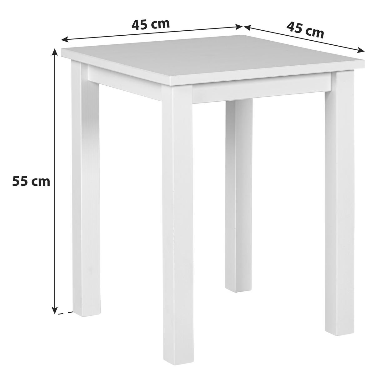 Beistelltisch Kiefer Massiv Asgar, Weiß - Weiß, Basics, Holz (45/45/55cm) - MID.YOU
