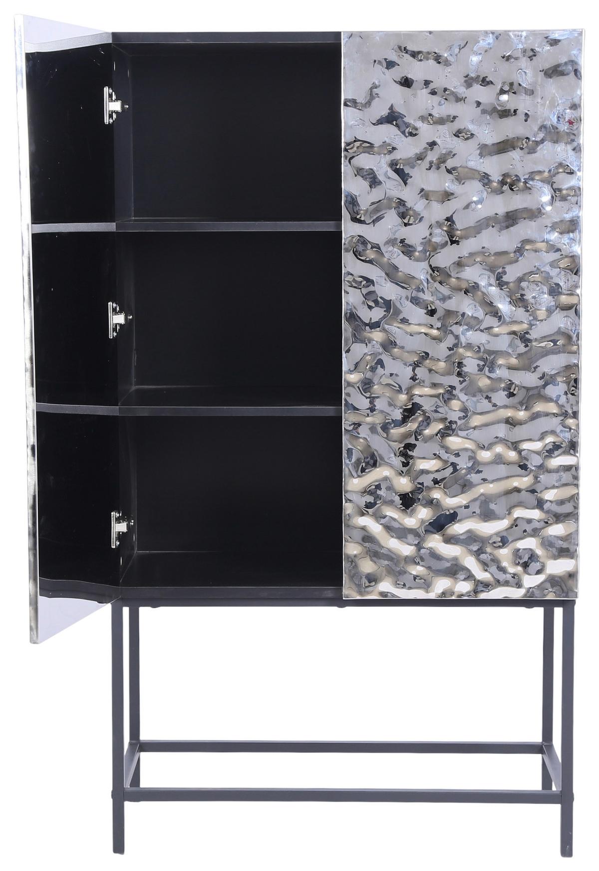 VYSOKÁ KOMODA MARLENE - čierna/farba ušľachtilej ocele, Design, kov/kompozitné drevo (80/140/40cm) - Mömax