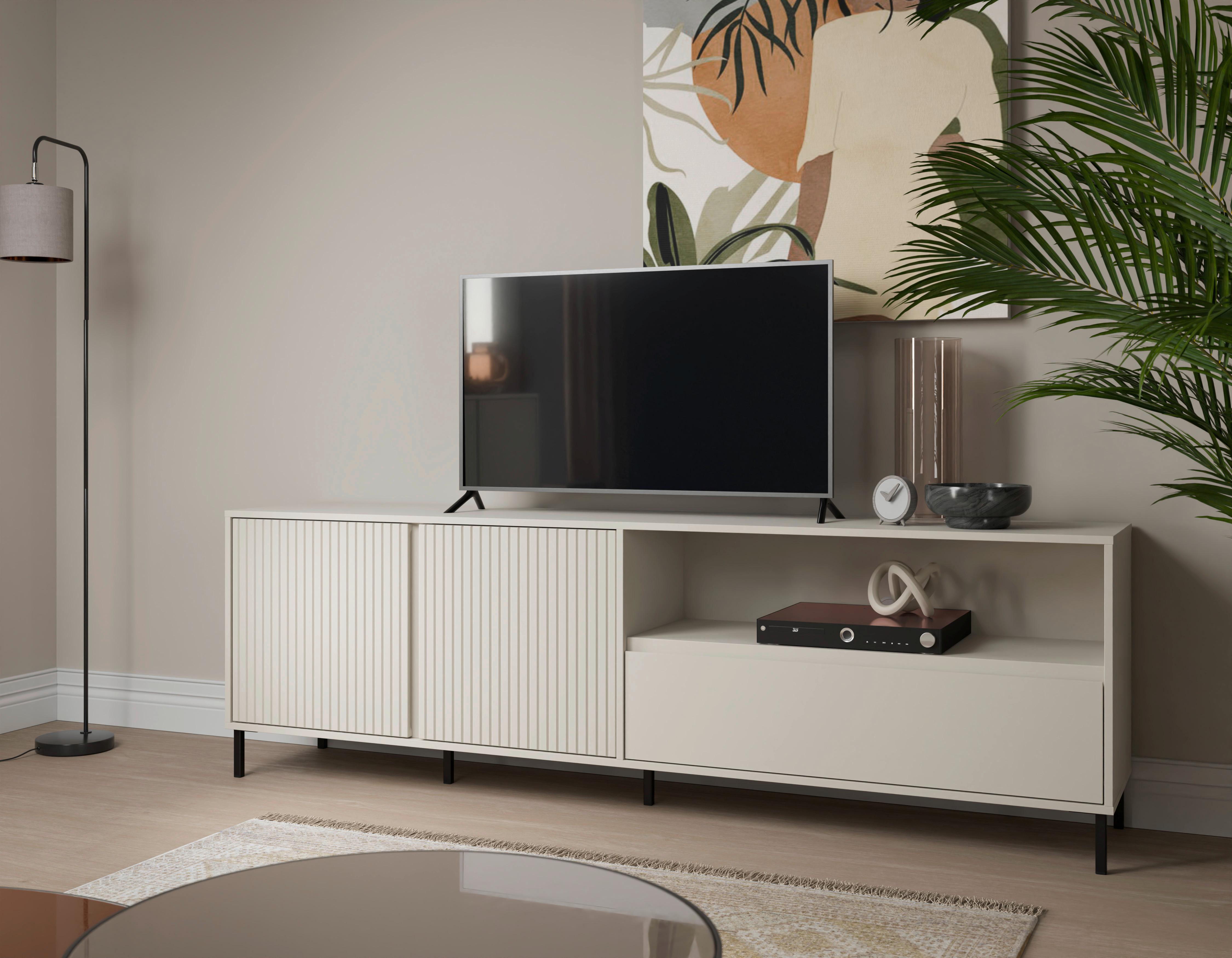 Tv-element Avenale Kaschmir B: 207,8 Cm - Kaschmir/Schwarz, Trend, Holzwerkstoff (207,8/65,4/40cm)