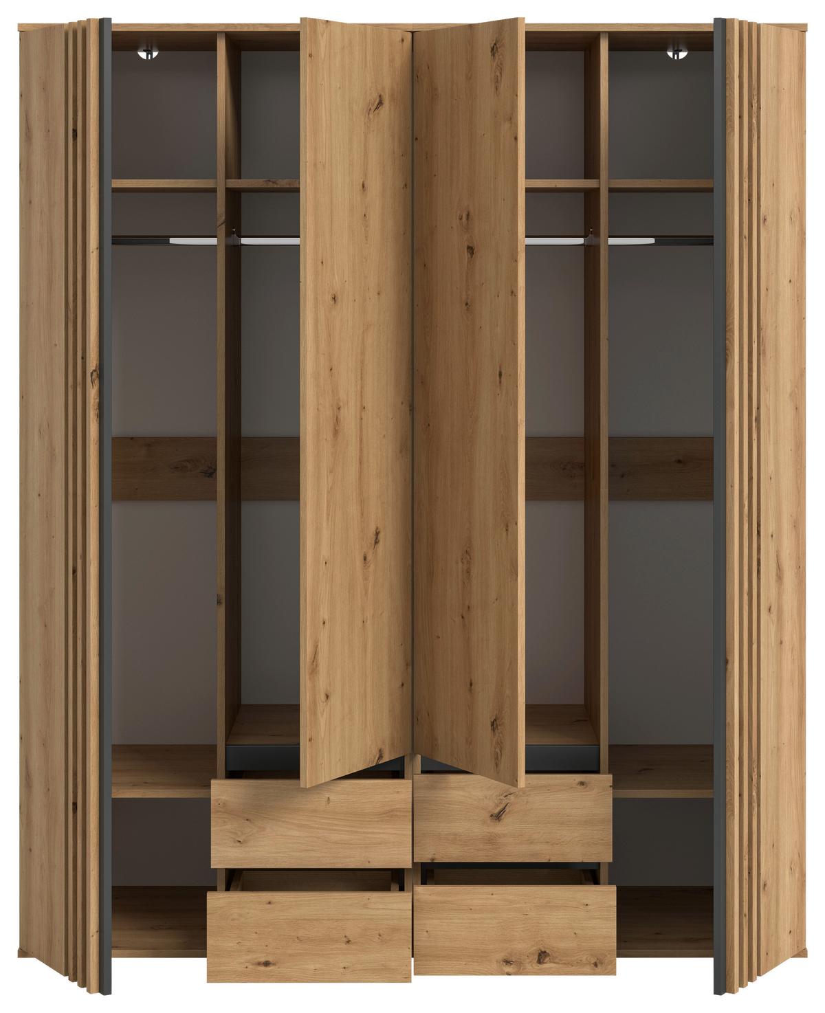 Drehtürenschrank Tofta Eiche Dekor/Anthrazit B: 160cm - Anthrazit/Eiche Artisan, ROMANTIK / LANDHAUS, Holzwerkstoff (160/192/56cm) - Livetastic