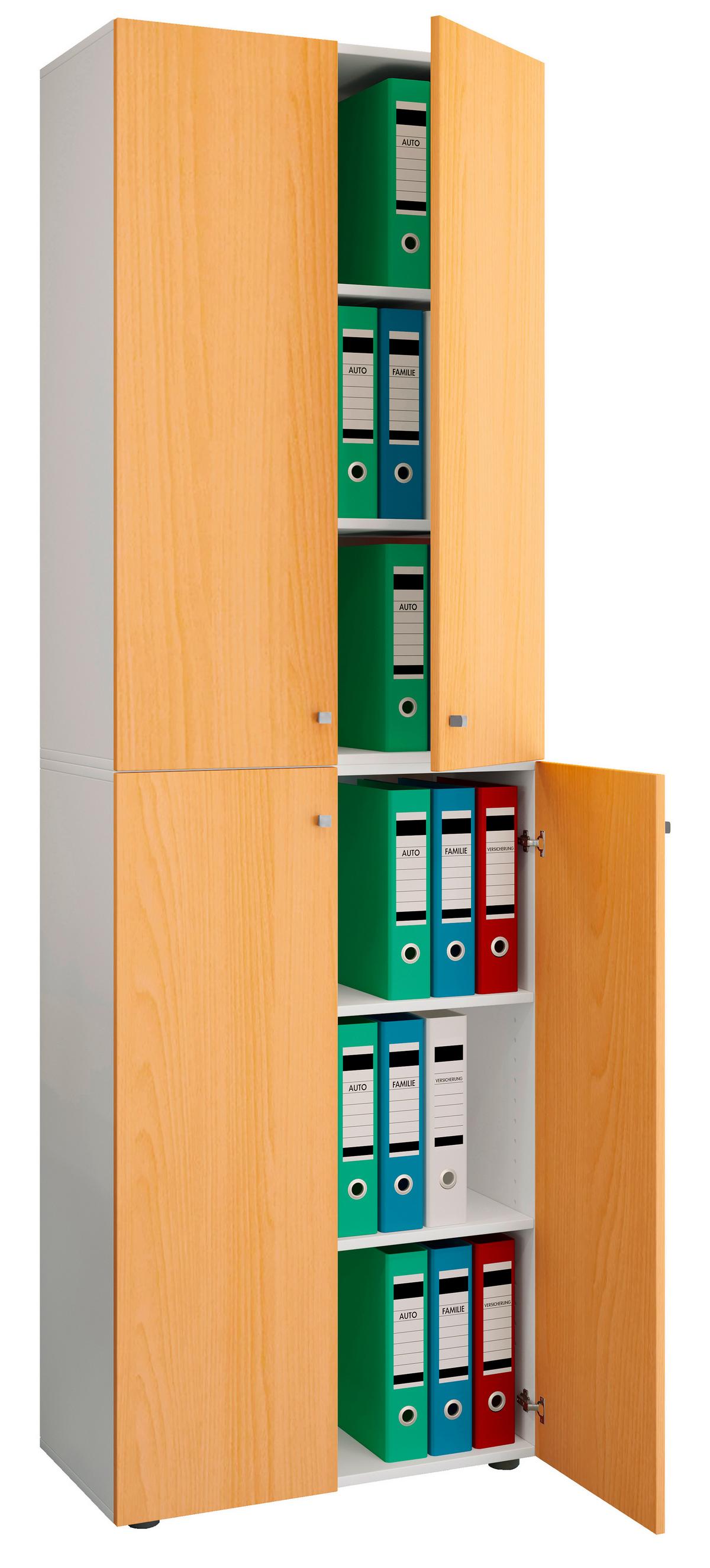 Aktenschrank Lona Weiß/Buche Dekor B: 70 cm - Buchefarben/Weiß, Design, Holzwerkstoff (70/220/39cm) - MID.YOU