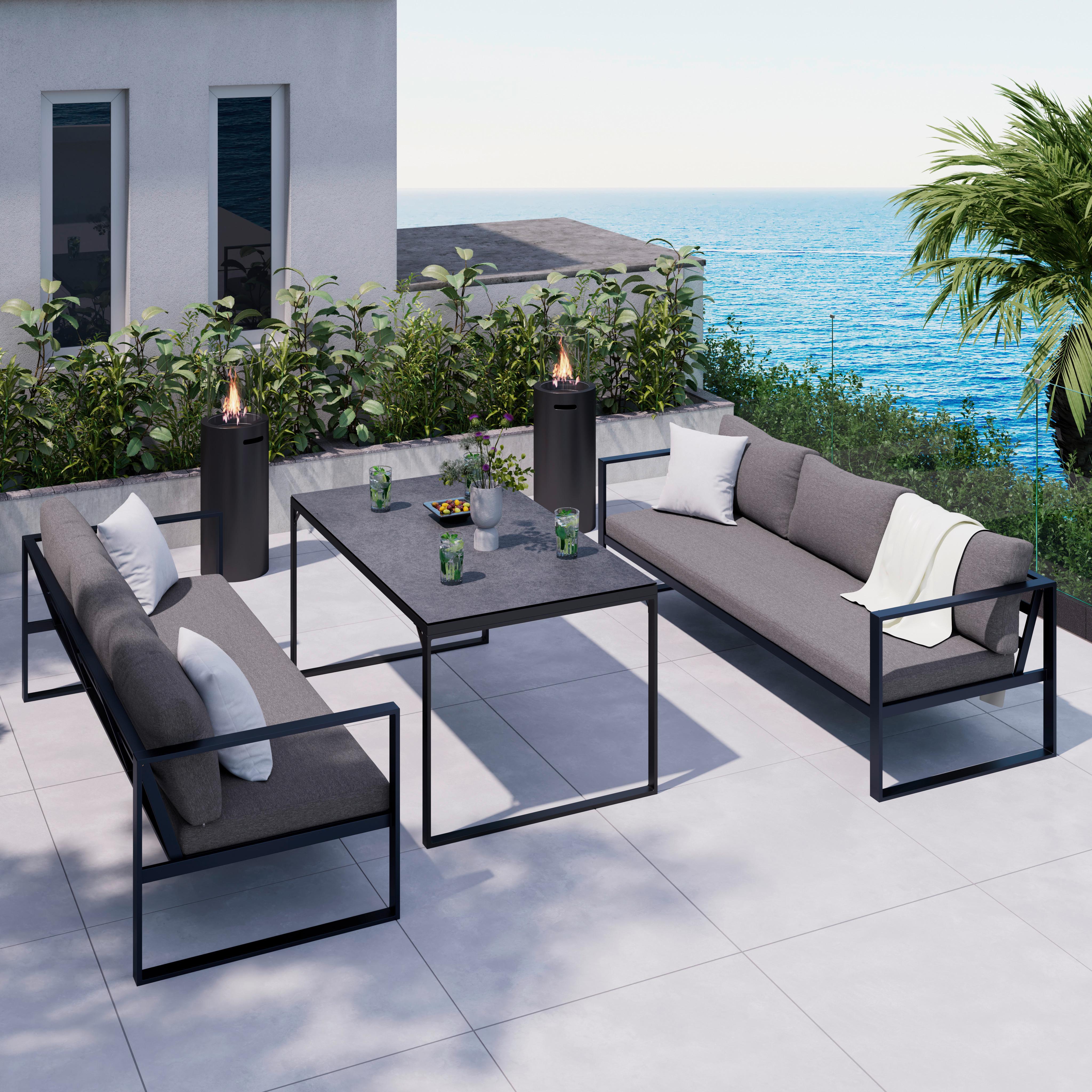 Loungesofa Brest - Anthrazit, MODERN, Textil/Metall (198/63/76cm) - Beldano