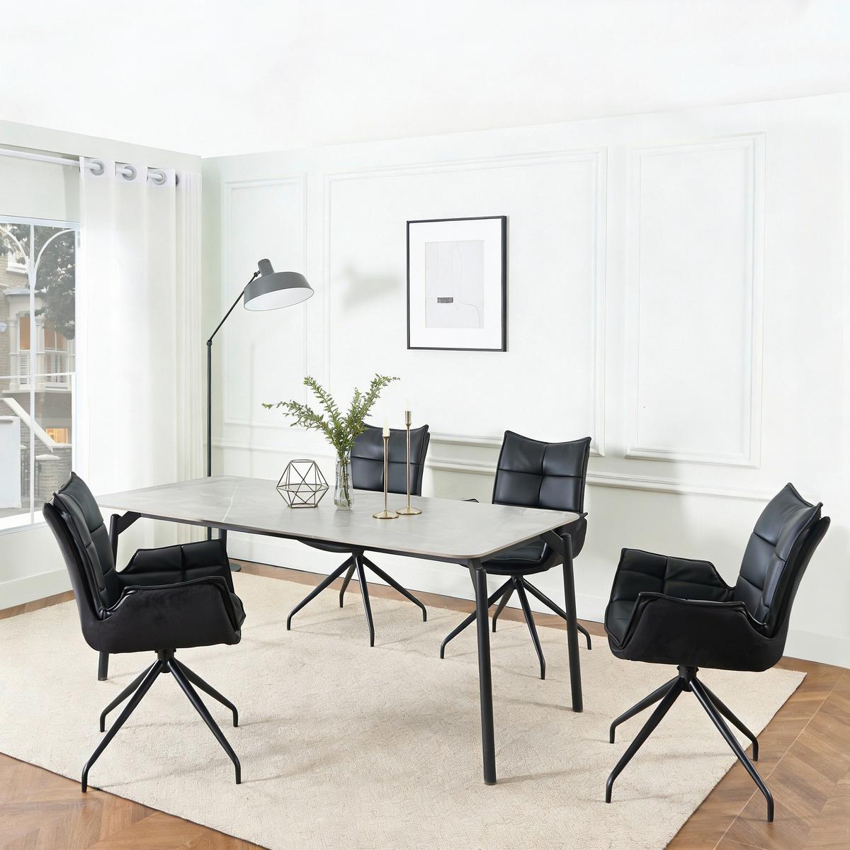 Armlehnstuhl Malin Giga Webstoff schwarz, B: 59cm - Schwarz, MODERN, Textil/Metall (61/92/66cm)