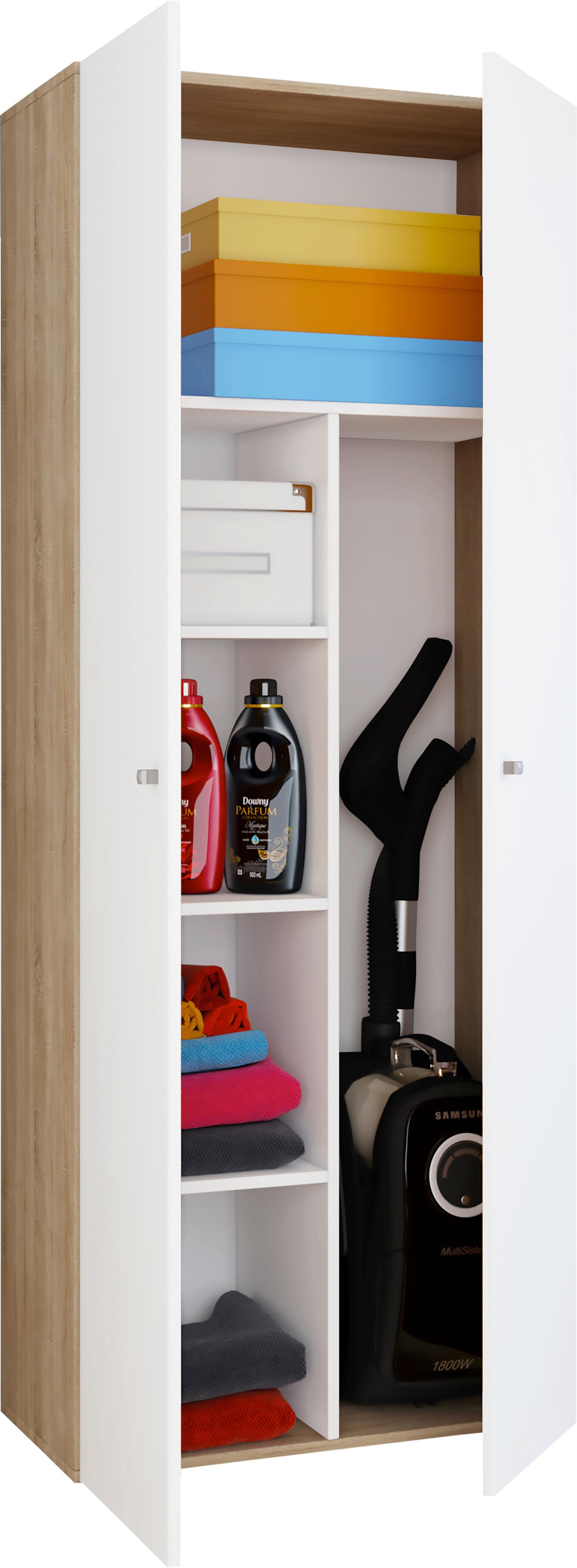 Mehrzweckschrank Vandol Weiß, Eiche Dekor B: 70 cm - Eichefarben/Weiß, Design, Holzwerkstoff (70/178/39cm) - MID.YOU