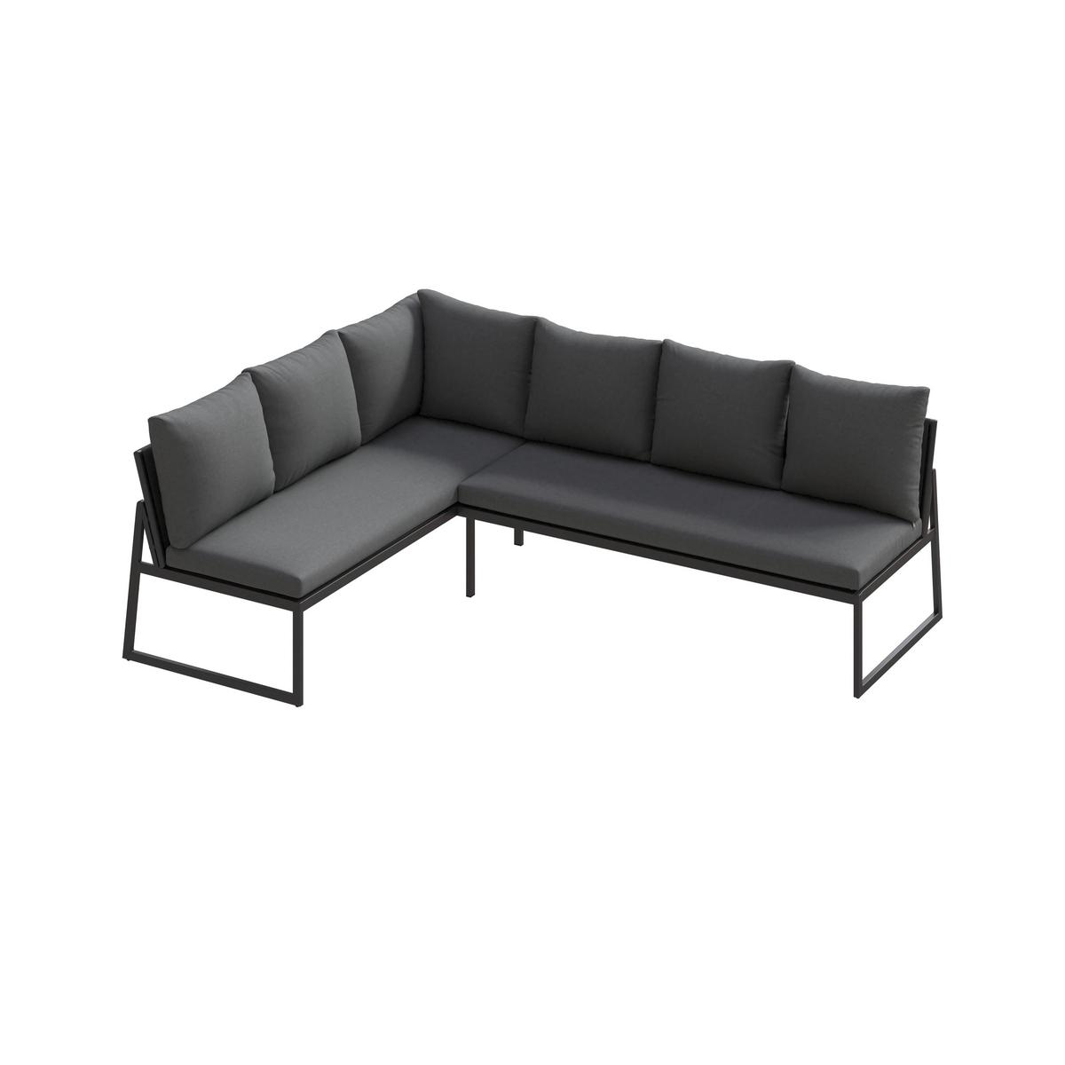 Loungegarnitur Kaunas - Dunkelgrau/Anthrazit, MODERN, Glas/Textil (183/241cm) - Beldano