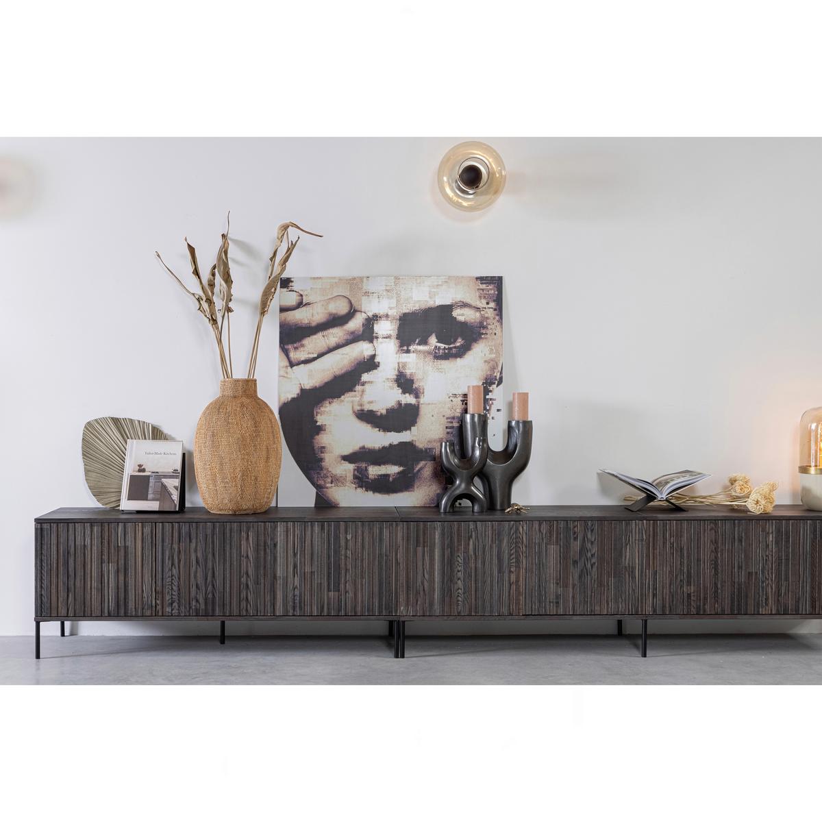 LOWBOARD Gravure Schwarz B: 100cm - Schwarz, Design, Holz (100/56/44cm) - Livetastic
