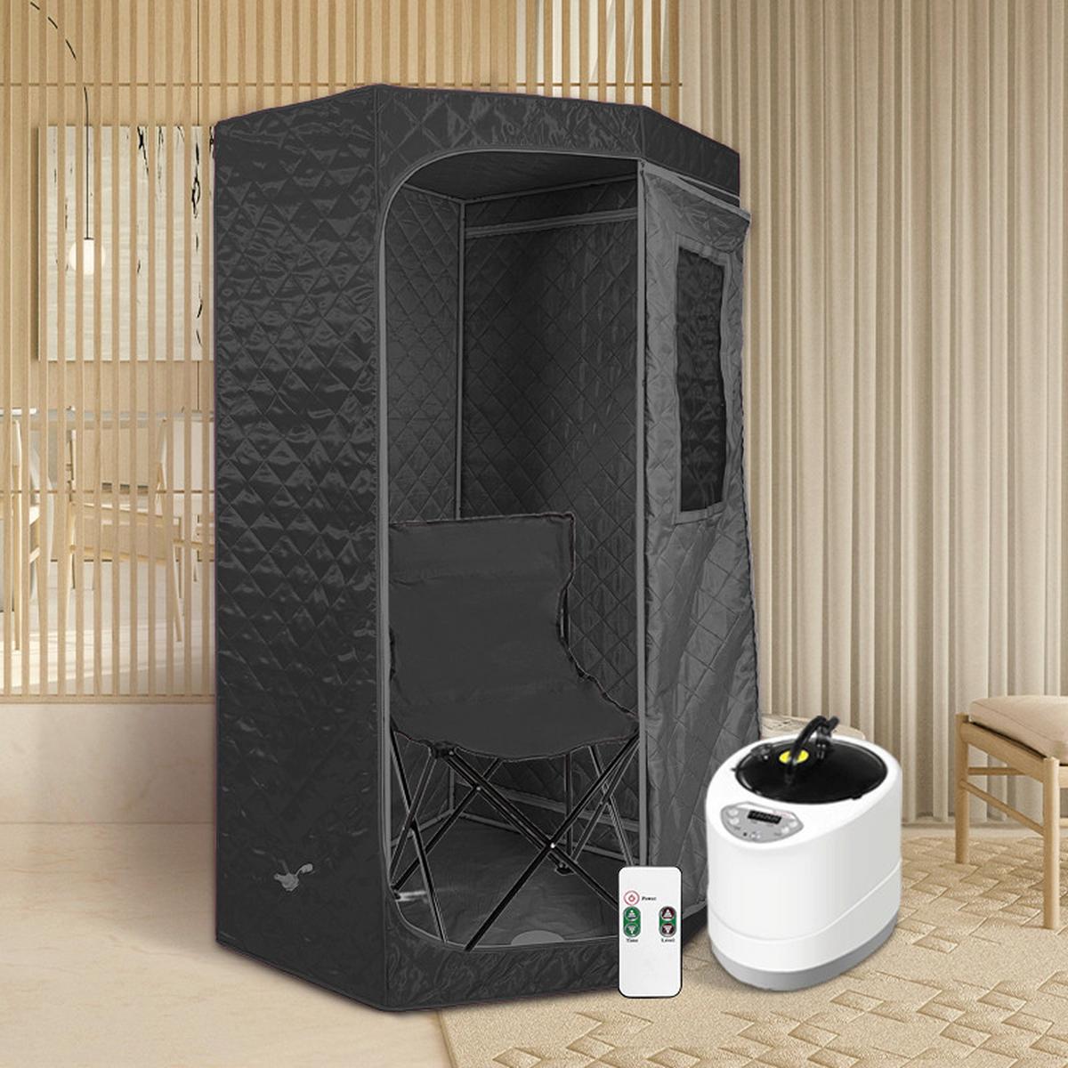 Sauna Tragbare Dampfsauna - Schwarz, KONVENTIONELL, Kunststoff (90/190/90cm) - Sanotechnik