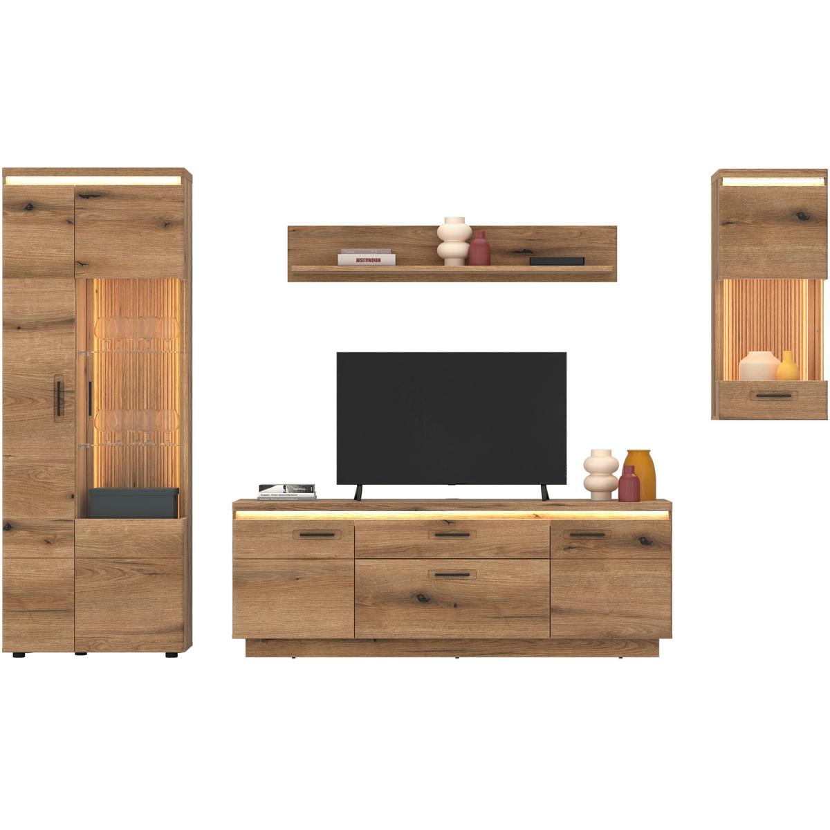 WANDREGAL Molina Eiche Dekor B: 140cm - Eichefarben, Basics, Holzwerkstoff (140/24/23,6cm)
