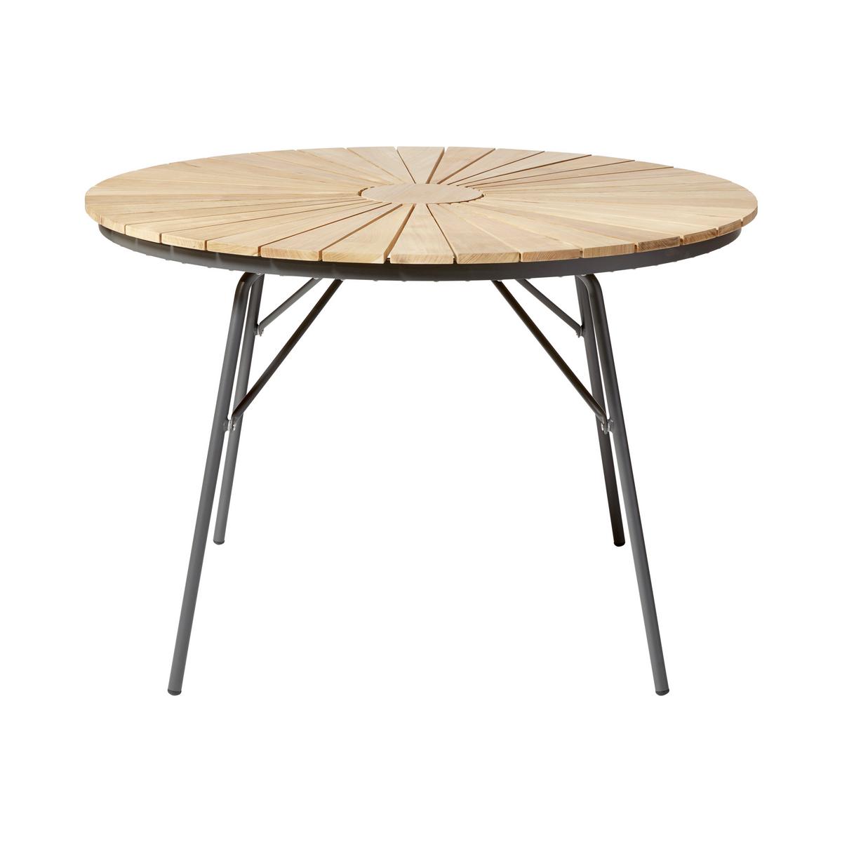 Gartentischgruppe Ellen/Vito 5-teilig, dunkelgrau/Natur - Dunkelgrau/Anthrazit, Natur, Holz/Kunststoff (160/160/74cm) - Gardenson