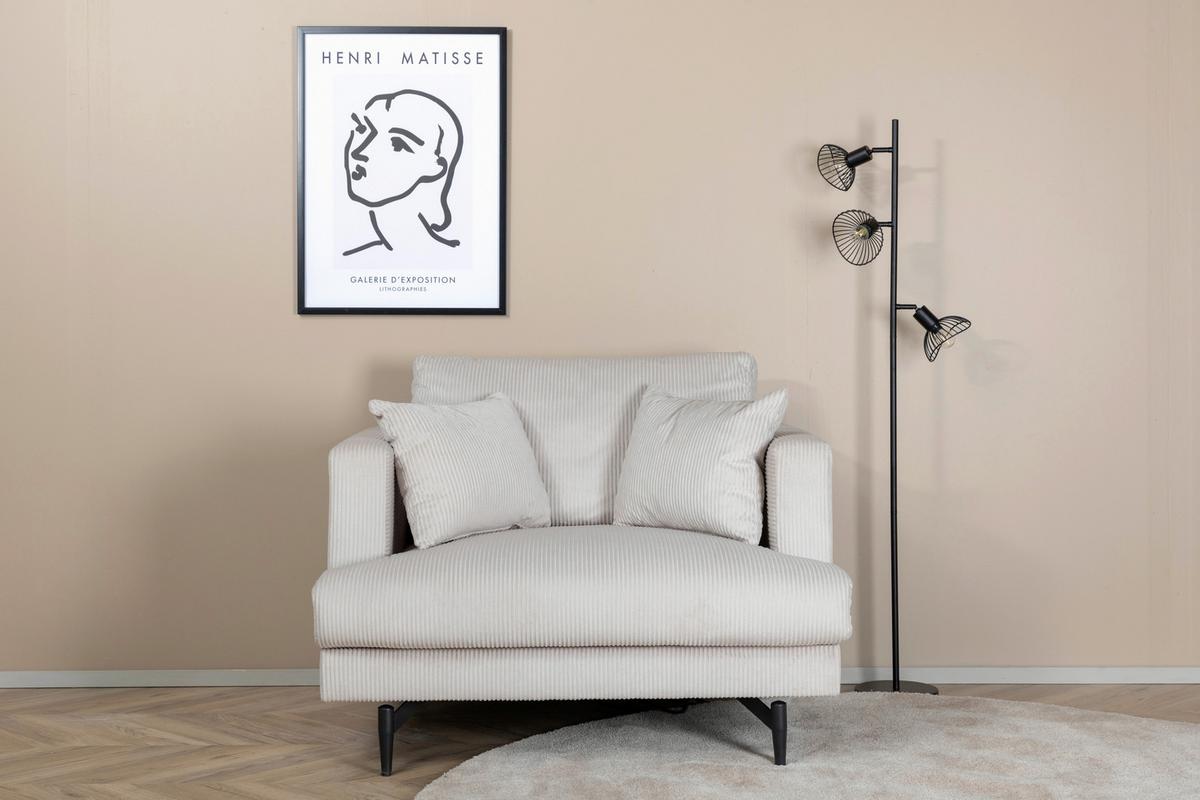 Sessel Sofia - Beige, Design, Textil/Metall (104/82/92cm) - Livetastic
