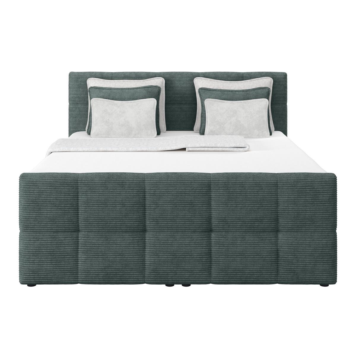 Boxspringbett mit Topper und Bettkasten 160x200 Medino - Blaugrau, KONVENTIONELL, Holz/Holzwerkstoff (160/200cm)