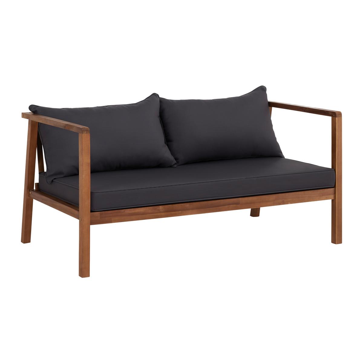 Záhradní sedací souprava PIA - šedá/barvy akácie, Moderní, dřevo/textil (150/70/79cm) - Bessagi Garden