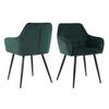 Armlehnstuhl-set Samt Grün, B: 59cm - Schwarz/Grün, Design, Textil/Metall (59/83/62cm) - Livetastic