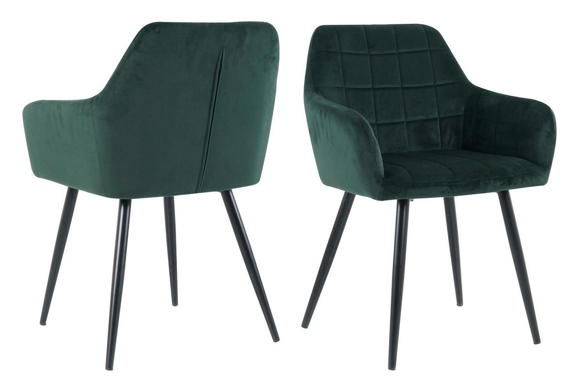 Armlehnstuhl-set Samt Grün, B: 59cm - Schwarz/Grün, Design, Textil/Metall (59/83/62cm) - Livetastic
