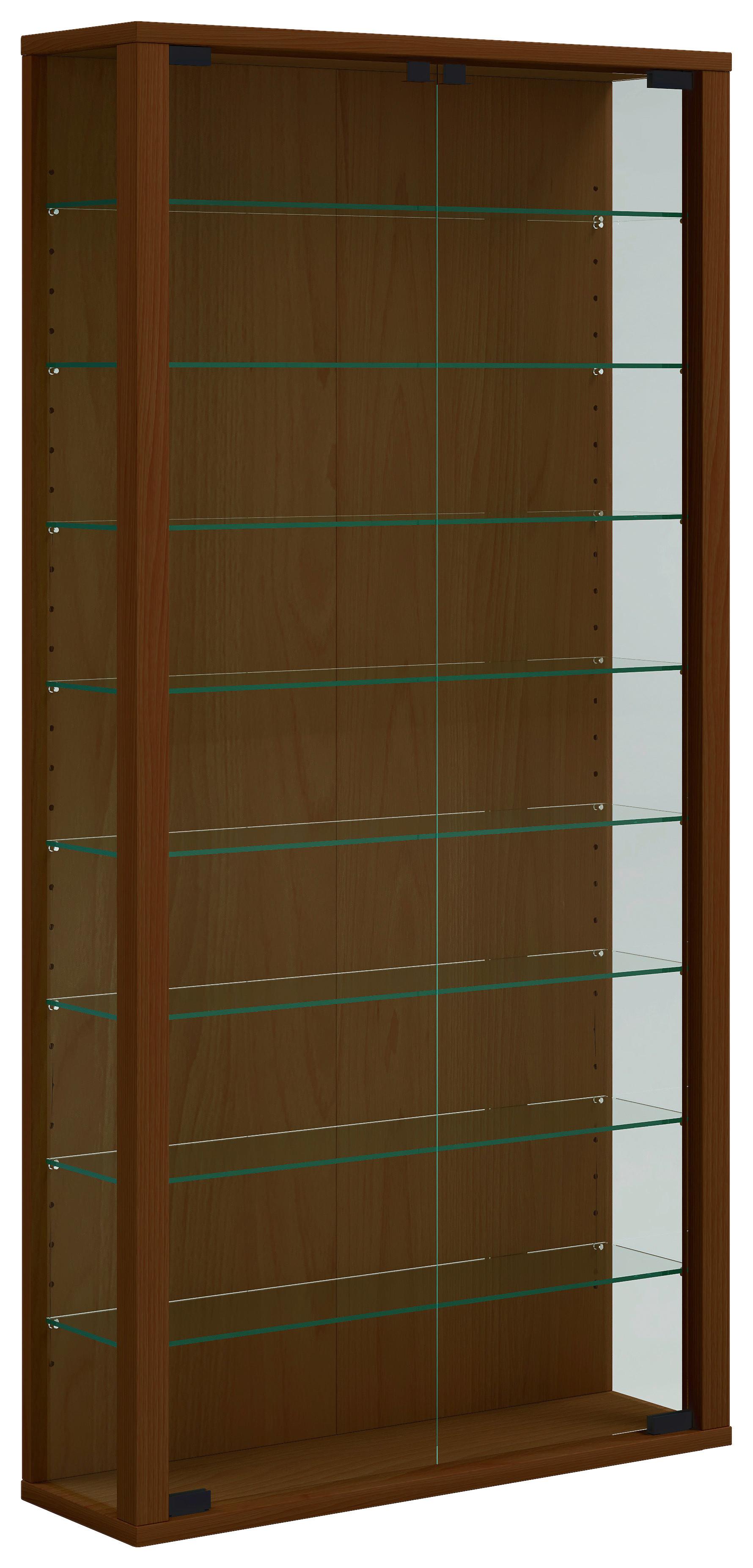 Vitrine Vitrosa Nussbaumfabren Dekor B: 59 Cm - Nussbaumfarben/Schwarz, Design, Glas/Holzwerkstoff (59/114/18cm) - MID.YOU