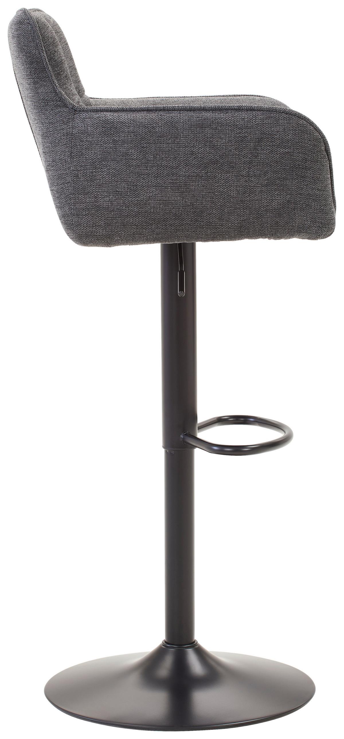 Barhocker Luigi Grau höhenverstellbar, B: 54,5 cm - Schwarz/Grau, MODERN, Textil/Metall (54,5/111,5/51,5cm) - Livetastic