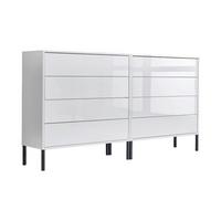 Sideboard Mailand 1 B: 158 cm Weiß - Weiß Hochglanz/Anthrazit, MODERN, Holzwerkstoff (158/86/33cm) - MID.YOU