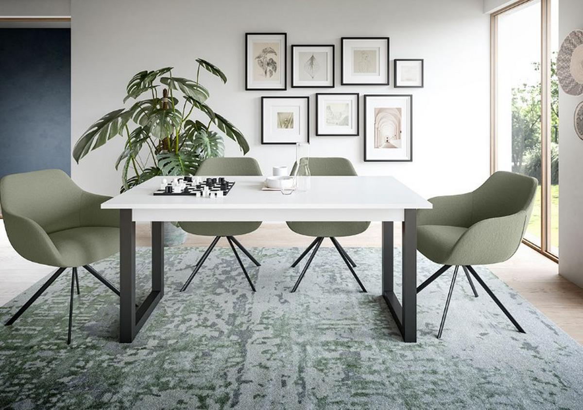 Esstisch Seattle Az Dekor Weiß, B: 150-190 cm - Anthrazit/Weiß, KONVENTIONELL, Holzwerkstoff (150-190/76/90cm) - MID.YOU