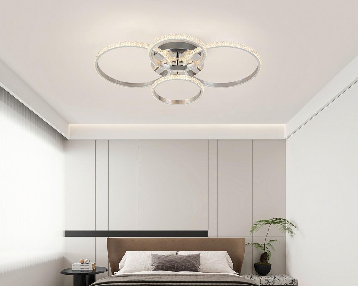 LED-Deckenleuchte Marino - Chromfarben/Alufarben, MODERN, Kunststoff/Metall (62/46/9cm) - Luca Bessoni