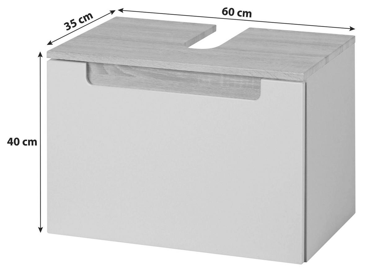 Waschbeckenunterschrank Siena B. 60 cm Silbereiche/Weiß - Weiß/Silbereichenfarben, MODERN, Holzwerkstoff (60/40/35cm) - Held