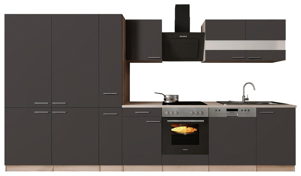 KÜCHENBLOCK Merle, Grau B: 370 cm - Eichefarben/Grau, Trend, Holzwerkstoff (370cm) - Respekta