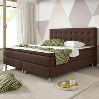 Boxspringbett Mit Topper 180x200 Cm Köln-Bk - Silberfarben/Braun, KONVENTIONELL, Textil (180/115/210cm) - MID.YOU
