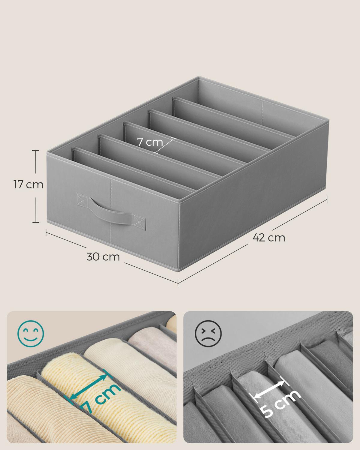 Schubladeneinteilung Dunkelgrau B: 30cm - Dunkelgrau, Basics, Karton/Textil (30/17/42cm)